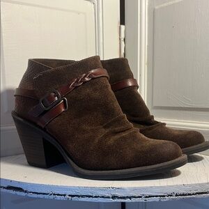 Blowfish Brown Suede Buckle accent Ankle Booties